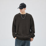 Jinquedai boy outfits Autumn and Winter Cotton Sweater Men's Loose Ins Retro plus Size Sweater Fat round Neck Thickened Winter Sweater mysite