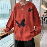 Jinquedai Butterfly Distressed Knitted Sweater Jinquedai