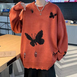 Jinquedai Butterfly Distressed Knitted Sweater Jinquedai