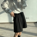Fashion Casual Shorts Men Summer Korean Chic Wide Leg Trousers Male Knee-length Sashes Draped Loose Retro Popular High Street jinquedai