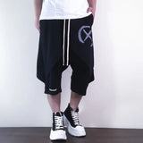 Jinquedai spring summer Korean streetwear hip-hop Graffiti printing loose casual harem shorts fake two-piece short men's Sweatpants jinquedai