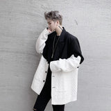 Jinquedai autumn winter new streetwear hip-hop black white stitching knitted sweater fashion men fashionable single-breasted blazer jinquedai