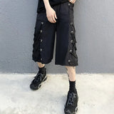 Jinquedai summer dark Japanese large size retro casual loose drawstring overalls shorts five-point pants men black Sweatshorts jinquedai