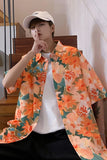 Jinquedai Brand Shirt Men's Couple's Hawaiian Flower Short Sleeve Coat Fashion Korean Summer Quarter Sleeve Harajuku Shirts for Men jinquedai