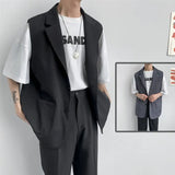 Jinquedai Spring Suit Vest Men's Fashion Gray Black Dress Jacket Men Suit Jacket Korean Loose Business Society Men Blazer Vest M-2XL