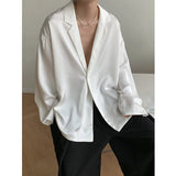 Jinquedai Summer Black White Silk Blazer Men's Fashion Business Society Men Suit Jacket Korean Loose Casual Dress Jacket Men M-XL jinquedai