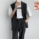 Jinquedai Spring Suit Vest Men's Fashion Gray Black Dress Jacket Men Suit Jacket Korean Loose Business Society Men Blazer Vest M-2XL jinquedai