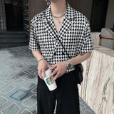 Jinquedai Summer Short-sleeved Shirts Men Fashion Retro Plaid Shirts Men Streetwear Korean Loose Casual Shirts Men Dress Shirts M-2XL jinquedai