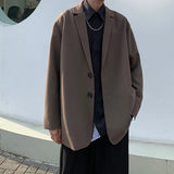 Brown Black Blazer Men Fashion Society Mens Dress Jacket Korean Loose Casual Suit Jacket Mens Office Formal Jacket S-2XL jinquedai