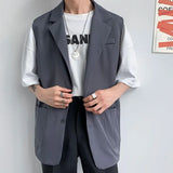 Jinquedai Spring Suit Vest Men's Fashion Gray Black Dress Jacket Men Suit Jacket Korean Loose Business Society Men Blazer Vest M-2XL jinquedai
