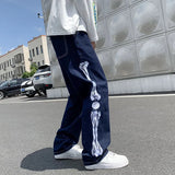 Jinquedai Skeleton Embroidery Straight Jean Pants Couples Mopping Trousers Men Streetwear Denim Pants Men's Clothing Jeans for Men Baggy jinquedai