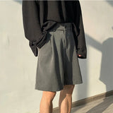 Fashion Casual Shorts Men Summer Korean Chic Wide Leg Trousers Male Knee-length Sashes Draped Loose Retro Popular High Street jinquedai