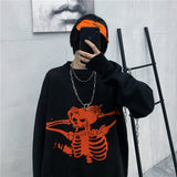 Women Man Autumn Winter Sweater Harajuku Skull Jacquard Fashion Knitting Sweaters Pullover Korean Loose Streetwear jinquedai
