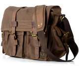 Smith military Canvas +Genuine leather Men Messenger Bag Canvas Shoulder Bag men Crossbody Bag Sling Casual Bag