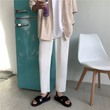 Pleated Straight Pants Men Oversized Casual Pants Men Japanese Streetwear Loose Ice Silk Pants Mens Wide Leg Trousers S-2XL jinquedai