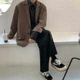 Brown Black Blazer Men Fashion Society Mens Dress Jacket Korean Loose Casual Suit Jacket Mens Office Formal Jacket S-2XL jinquedai