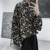 Long-Sleeved Shirt Men Loose-Fitting Korean Trend Cool All-Match Blouse 2021 Summer Handsome Hong Kong Vintage Aesthetic Jacket jinquedai