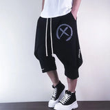 Jinquedai spring summer Korean streetwear hip-hop Graffiti printing loose casual harem shorts fake two-piece short men's Sweatpants jinquedai