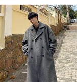 Jinquedai Long Dust Coat Men Winter Korean-style Trench Men Solid Double Breasted Woolen Cloth Coat Loose Casual Trenchcoat Outwear jinquedai