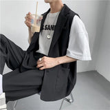 Jinquedai Spring Suit Vest Men's Fashion Gray Black Dress Jacket Men Suit Jacket Korean Loose Business Society Men Blazer Vest M-2XL jinquedai