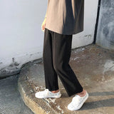 Pleated Straight Pants Men Oversized Casual Pants Men Japanese Streetwear Loose Ice Silk Pants Mens Wide Leg Trousers S-2XL jinquedai