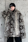 Jinquedai winter streetwear fashion hip-hop new snake print imitation fur plush warm cotton jacket male Korean long-sleeved Outerwear jinquedai