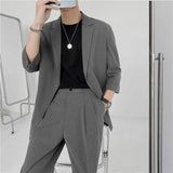 Jinquedai Spring Summer British Style Formal Blazer Men Korean Fashion Loose Casual Dress Jacket Men Harajuku Social Suit Jacket Men M-2XL jinquedai