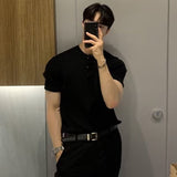 Jinquedai guys fashion casual Summer Thin Ice Silk Short-Sleeved Sweater Men's Korean-Style Fashionable Slim-Fit round Neck T-shirt Men's Ruan Handsome Half-Sleeve Shirt jinquedai