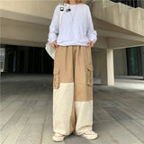 Jinquedai fall outfits men Autumn Pants Korean Style Ins Street Japanese Retro Contrast Color Stitching Ankle-Tied Casual Pants Overalls Men and Women jinquedai