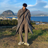 Jinquedai winter outfits men Myq Herringbone Coat Men's Mid-Length Korean Style Trendy over-the-Knee Trench Coat Men's Thickened Casual Loose Coat jinquedai