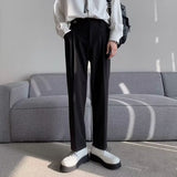 Jinquedai black men fashion swag Draping Straight Suit Pants Men's Solid Color Anti-Wrinkle Loose Wide-Leg Pants Korean Style Non-Ironing Mop Pants jinquedai