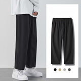 Jinquedai men fall outfit Ice Silk Pants Men's Summer Draping Cropped Casual Suit Pants Men's Youth Black All-Match Air Conditioning Trousers