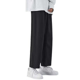 Jinquedai men fall outfit Ice Silk Pants Men's Summer Draping Cropped Casual Suit Pants Men's Youth Black All-Match Air Conditioning Trousers jinquedai