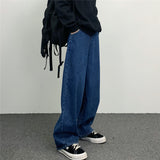 Jinquedai masc outfits INS Japanese Style Vintage Slimming Wide-Leg Pants Men's High Street Vibe Style Dark Blue Loose plus Size Jeans jinquedai