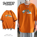 Jinquedai fall outfits men Short-Sleeved T-shirt Men's 2024 New Summer Couple's Inner Half-Sleeved T-shirt Student Base Loose Top Ins jinquedai