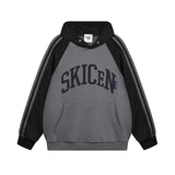 Jinquedai fall outfits men Hip Hop Vintage Printed Couple Hooded Sweater Autumn Hiphop Contrast Color Raglan Coat Men's and Women's Top jinquedai