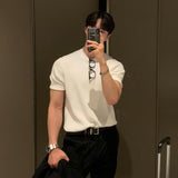 Jinquedai guys fashion casual Summer Thin Ice Silk Short-Sleeved Sweater Men's Korean-Style Fashionable Slim-Fit round Neck T-shirt Men's Ruan Handsome Half-Sleeve Shirt jinquedai