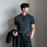 Jinquedai guys fashion casual Summer Thin Ice Silk Short-Sleeved Sweater Men's Korean-Style Fashionable Slim-Fit round Neck T-shirt Men's Ruan Handsome Half-Sleeve Shirt jinquedai