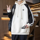 Jinquedai fall outfits men Hooded Sweater Men's Spring and Autumn Youth Contrast Color Stitching Clothes Trendy Handsome Junior High School Coat jinquedai