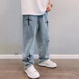 Jinquedai outfits for men Jeans Men's Straight Loose 2024 Spring and Autumn New Korean Style Trendy Casual Men's Cropped Pants Hong Kong Style Wide Leg Pants jinquedai