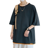 Jinquedai fall outfits men Short-Sleeved T-shirt Men's 2024 New Summer Couple's Inner Half-Sleeved T-shirt Student Base Loose Top Ins jinquedai