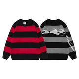 Jinquedai outfits for men 2024 Autumn New Contrast Color Striped Knitted Design Men and Women Couple Casual round Neck Sweater jinquedai