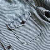 Jinquedai classy outfits men Ameikaji Retro Classic Re-Washed Denim Striped Shirt Men's Spring and Autumn Long Sleeve Cotton Loose Shirt jinquedai