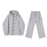 Jinquedai fall outfits men Myq Hooded Sweater Cardigan Coat Men's Spring Wide Leg Casual Pants Two-Piece Korean Casual Sports Suit jinquedai