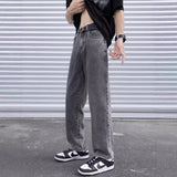 Jinquedai masc outfits 2024 Jeans Men's Autumn and Winter Loose Straight Pants Ins Hong Kong Style Cropped Casual Pants Fat Retro Drape jinquedai