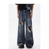 Jinquedai 90s streetwear American Ripped Jeans Men's Niche High-Grade Pants Couple jinquedai