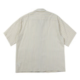 Jinquedai men fall outfits Japanese Cityboy Profile Striped Cuban Collar Short Sleeve Shirt Men's and Women's Loose Cotton Seersucker Half Sleeve Shirt jinquedai