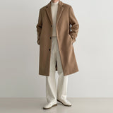 Jinquedai old money outfits men Men's Woolen Coat Mid-Length Autumn and Winter Korean Style Loose British Style Thick Woolen Trench Coat jinquedai