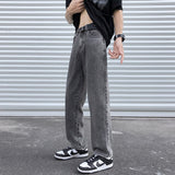 Jinquedai masc outfits 2024 Jeans Men's Autumn and Winter Loose Straight Pants Ins Hong Kong Style Cropped Casual Pants Fat Retro Drape jinquedai