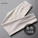 Jinquedai men’s fashion Spring and Summer White Drop-down Pants Men's Loose-Fit Belt Draping Suit Pants Wide-Leg Casual Solid Color Trousers jinquedai